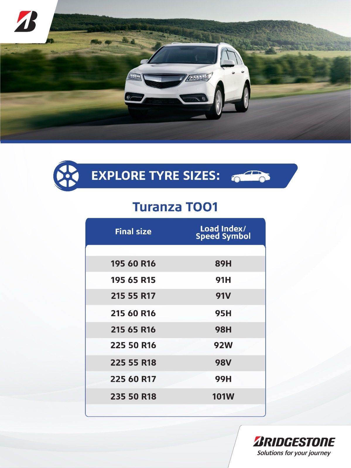 Bridgestone tyre with reinforced sidewall for enhanced strength, durability, and impact resistance.